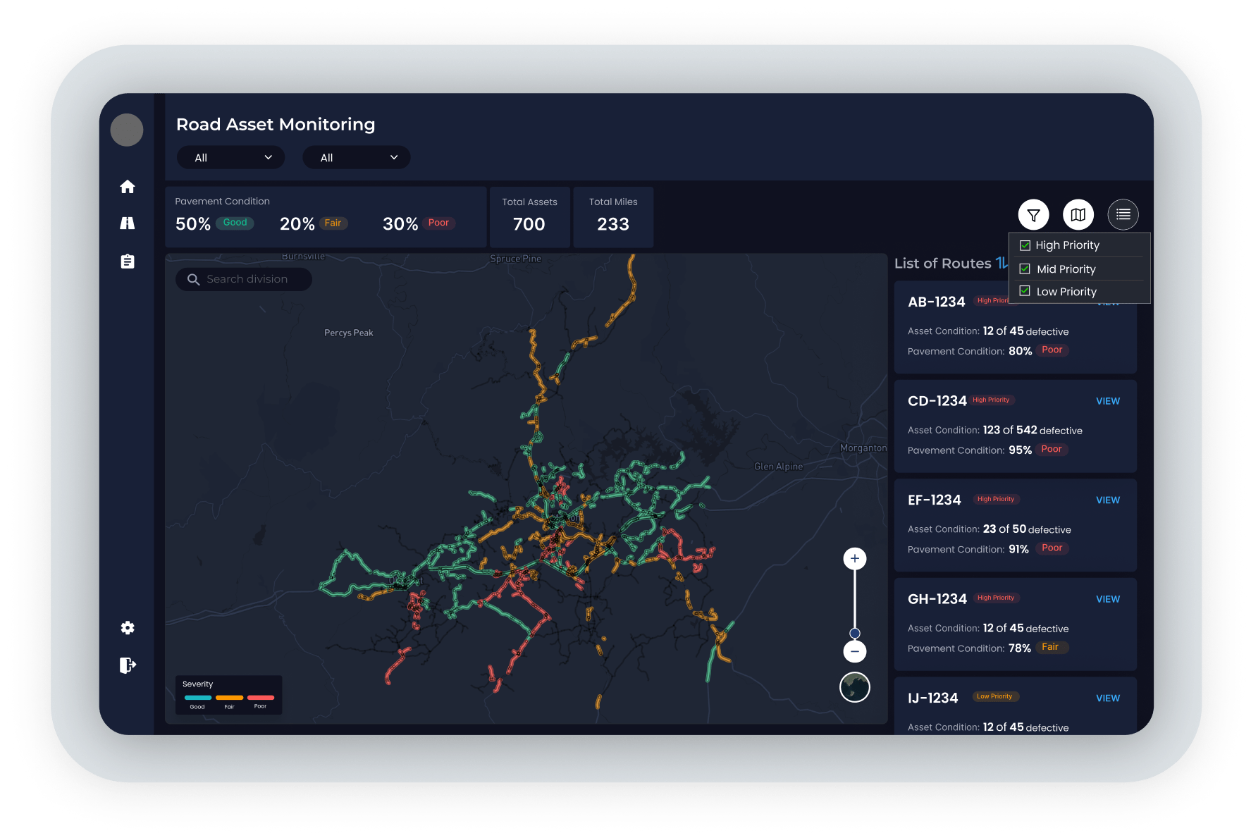 remote monitoring for a transportation network 